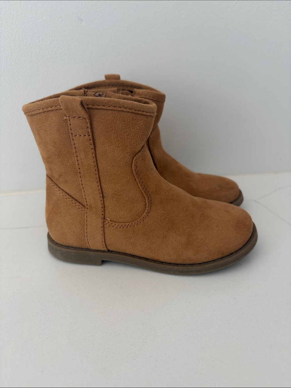 Old Navy Tan Suede-Look Kids Pull-On Ankle Boots